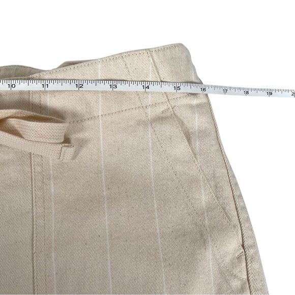 J. Crew Tie Waist Cream Denim Stripe High Rise  Camp Pant women’s Size Medium - Picture 7 of 12